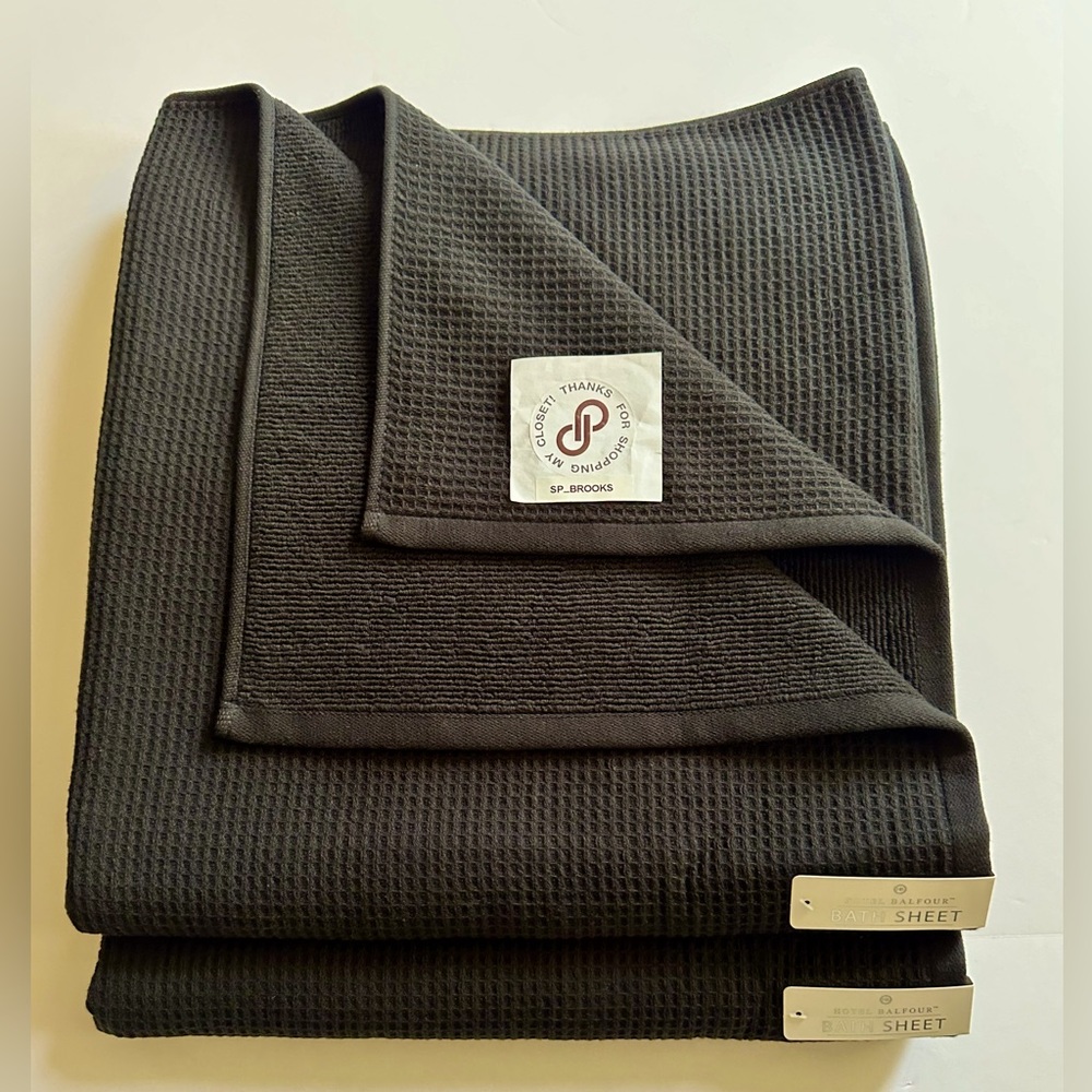 🎁2PC Hotel Balfour Bath Sheet Set - 64” x 36” - Black Caviar